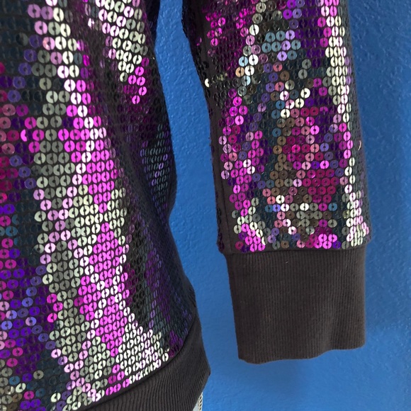 Express Purple Silver Sequin Sweatshirt Top Shirt - Picture 7 of 8